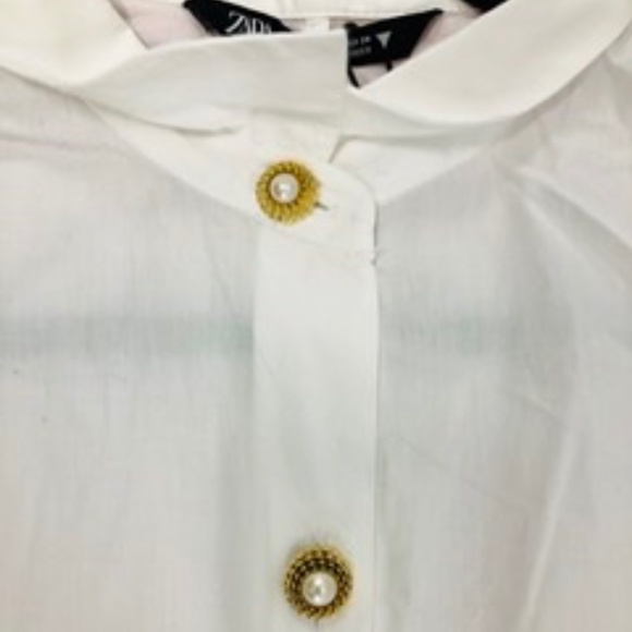 ZARA Cotton Button Down Dress Shirt, Oversized XS, NWT - Picture 5 of 9